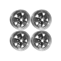 1964 - 1967 Mustang Styled Steel Wheel (14x5 Chrome Rim, Charcoal Paint Center) Set of 4 *CLEARANCE
