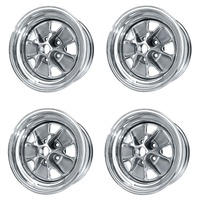 1964 - 1967 Mustang Styled Steel Wheel (15x7 Chrome Rim, Charcoal Paint Center) Set of 4