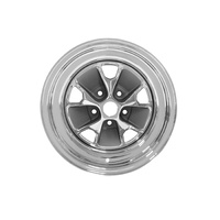 1964 - 1967 Mustang Styled Steel Wheel (15x7 Chrome Rim, Charcoal Paint Center)