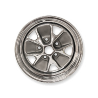 1964 - 1967 Mustang Styled Steel Wheel (14x6 Chrome Rim, Charcoal Paint Center) *CLEARANCE