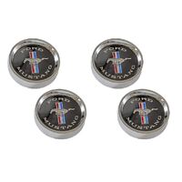 1964 - 1966 Mustang Styled Steel Hubcaps (Black Background for S/S Plastic Hub Cap)