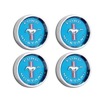 1964 - 1966 Mustang Styled Steel Hubcaps (Blue Background)