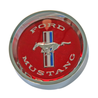 1964 - 1966 Mustang Styled Steel Hubcaps (Red Fits S/S Plastic Hubcaps) Single