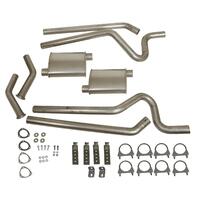1964 - 1973 Mustang Exhaust Twin System 2.5  - Turbo Sports Mufflers - Stainless