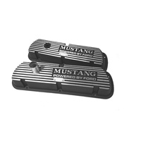 Finned Aluminium Valve Covers Mustang Block Letters Powered By Ford Black Wrinkle