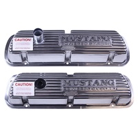 Finned Aluminium Valve Covers Mustang Block Letters Powered By Ford Polished