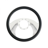 Cal Custom 14? Blackhawk Billet Aluminium Steering Wheel, Black Leather Half-Wrap