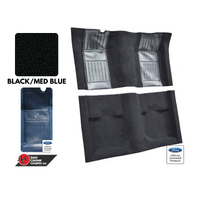 1971 - 1973 Mustang Mach 1 Carpet Kit - Black with Medium Blue Inserts