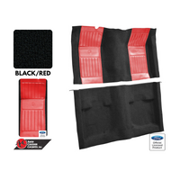 1971 - 1973 Mustang Mach 1 Carpet Kit - Black with Red Inserts
