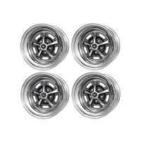 15 x 7 Magnum Chrome Wheel Satin Black SET 4 with Mustang Caps & Nuts