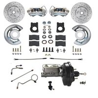 1971-73 Mustang Power Disc Brake Conv. Kit - Drilled /Slotted Rotors Auto Trans.