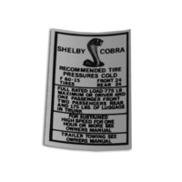 1969 - 1970 Shelby Glove Box Tire Pressure Decal
