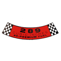1965 - 1966 Mustang Air Cleaner Decal (289-4V)