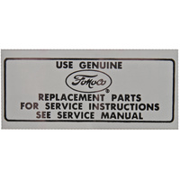 1966 - 1973 Mustang Air Cleaner Service Instructions Decal