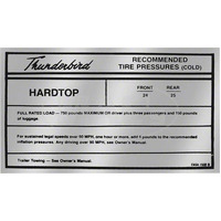 1966 Thunderbird Tire Pressure Decal (Hardtop Only)