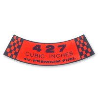 1968 Air Cleaner Decal (427 4V Premium Fuel)