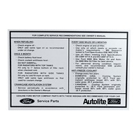 1970 Mustang Service Specification Decal