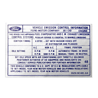 BOSS 351 Manual Transmission Emission Decal