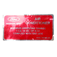 Air Conditioner Charge Decal