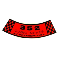 1961 - 1965 Ford Air Cleaner Decal - 352 4V Premium Fuel