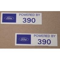 Ford POWERED BY 390 Valve Cover Decals x2 - 1966 Models