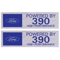 "FORD POWERED BY 390 HI-PERFORMANCE" Valve Cover Decals x2