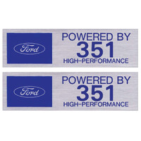 "Ford POWERED BY 351 HIGH PERFORMANCE" Valve Cover Decals x2 - 1966 Models