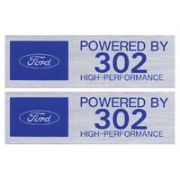 "FORD POWERED BY 302 HIGH-PERFORMANCE" Valve Cover Decals x2