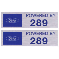 1965 - 1967 Mustang "Ford POWERED BY 289" Valve Cover Decals x2