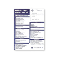 Shelby GT350 Pre-Delivery Sheet