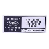 1964 - 1965 Mustang Air Cleaner Service Instruction Decal