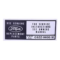 1964 - 1965 Mustang Air Cleaner Service Instruction Decal