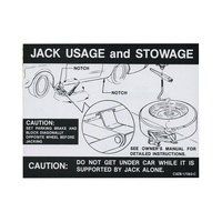 1969 - 1970 Mustang Jack Instructions Decal (Regular Wheel)