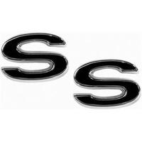 1969-72 Camaro "SS" Fender Emblem (Pair) - Black