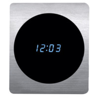 1940  Ford Brushed Aluminium Clock Panel with VFD Clock - Chrome Bezel, Blue Display