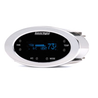 Oval Digital Climate Control for Vintage Air Gen II - Chrome Bezel, Teal Display