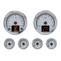 Universal 6 Gauge Round Analog HDX Instruments - Silver Alloy Face, MPH