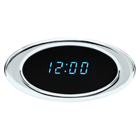 ION Series Digital Clock - Brushed Satin Bezel, Blue Display