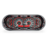 Universal 4.4" x 11.4" Rounded Rectangle Gauge Cluster (Metric) - Carbon Fibre Face, Red Display