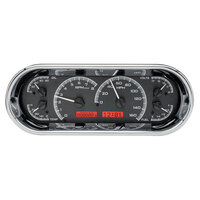 Universal 4.4" x 11.4" Rounded Rectangle Gauge Cluster (Metric) - Black Alloy Face, Red Display