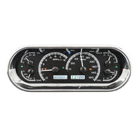 Universal 4.4" x 11.4" Rounded Rectangle Gauge Cluster (Metric) - Black Alloy Face, White Display