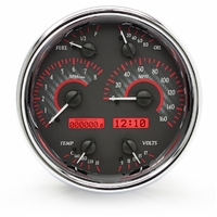 Universal Single 7" Round MHX Gauge (Metric) Carbon Fibre Face, Red Display