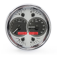 Universal Single 7" Round MHX Gauge (Metric) Silver Alloy Face, Red Display