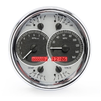 Universal Single 7" Round MHX Gauge (Metric) - Silver Alloy Face, Red Display