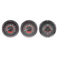 Universal 5.4" Round MHX Analog Gauge Trio (Metric) Carbon Fibre Face, Blue Display
