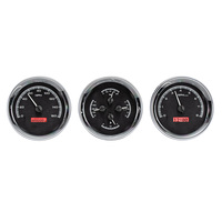 Universal 5.4" Round MHX Analog Gauge Trio (Metric) Black Alloy Face, Blue Display