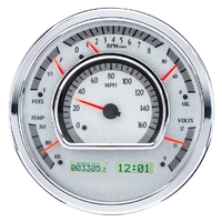 Universal Multi-Level 7.28" Round MHX Analog Gauge (Metric) - Silver Alloy Face, White Display