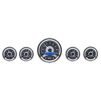 Universal 5 Round Gauge Kit (Metric) Black Alloy Face, Blue Display