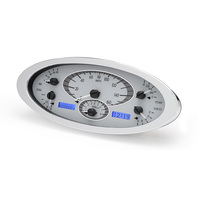 1932 Ford Car MHX Gauge (Metric) Silver Alloy Face, Blue Display