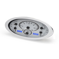 1932 Ford Car MHX Gauge (Metric) - Silver Alloy Face, Blue Display